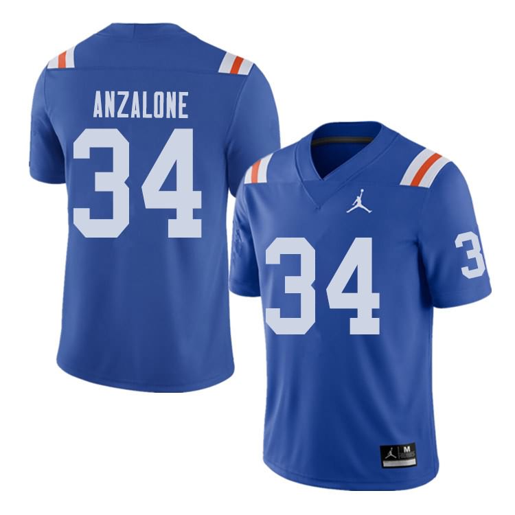 NCAA Florida Gators Alex Anzalone Men's #34 Jordan Brand Alternate Royal Throwback Stitched Authentic College Football Jersey LVR6564JI